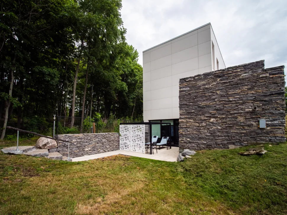 A modern house with pool